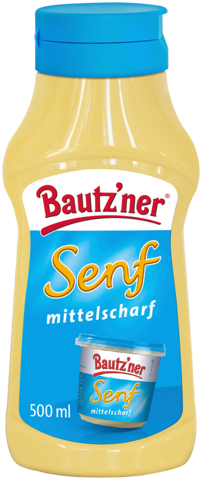 Bautzner Senf mittelscharf in der 500ml Squeeze Flasche