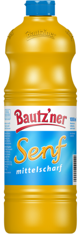 Bautzner Senf mittelscharf in der 1l Plastikflasche