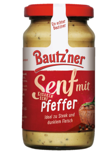 Bautzner Spezialitäten Pfeffersenf im 200 ml Glas - Kosaken Senf