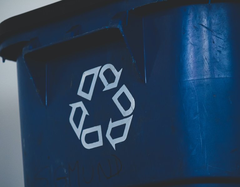 Mülltonne mit Recyclingzeichen Bautz´ner